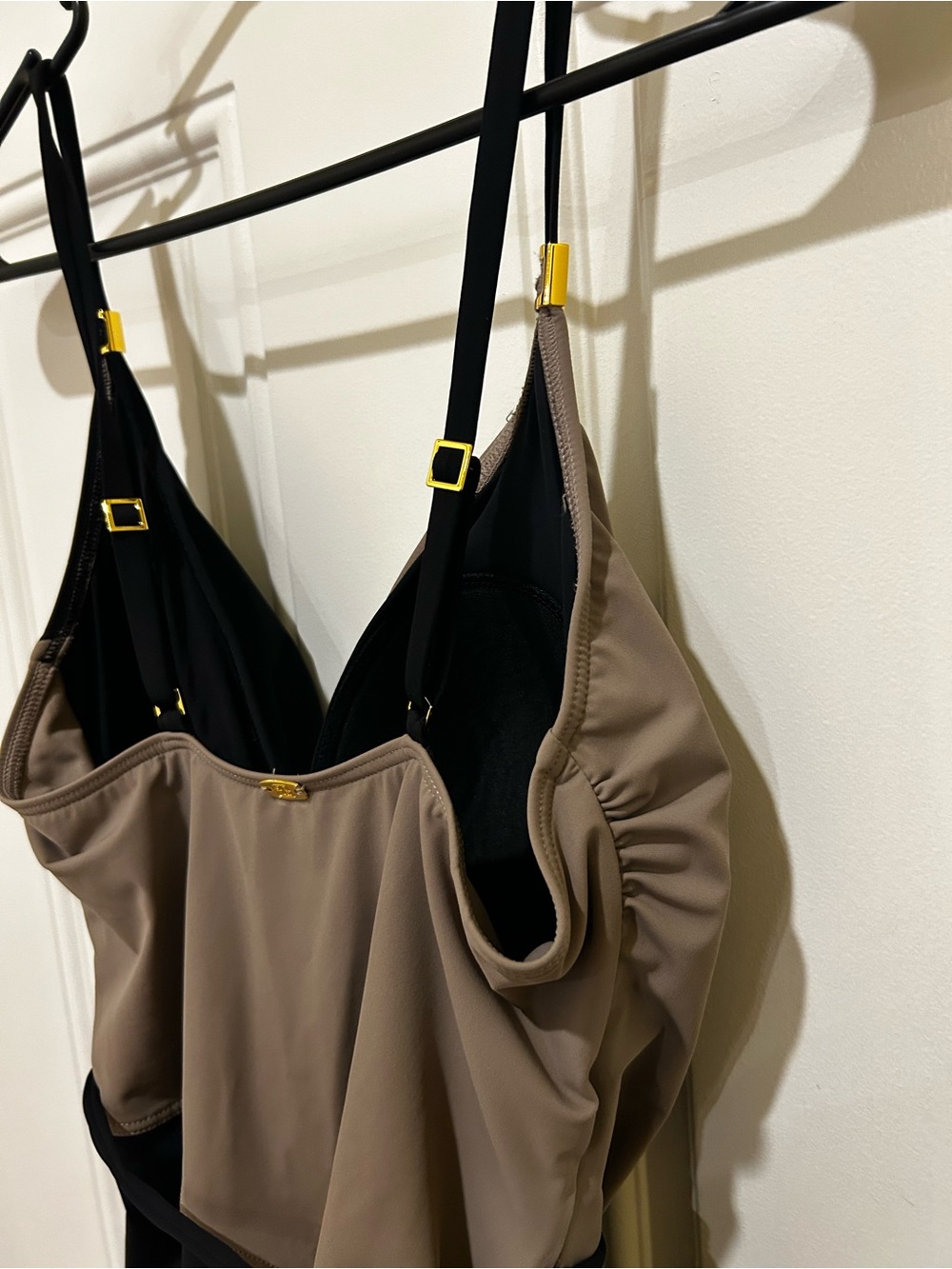Givenchy Two-Tone Wrap One-Piece Swimsuit - Black & Taupe - Picture 9 of 9